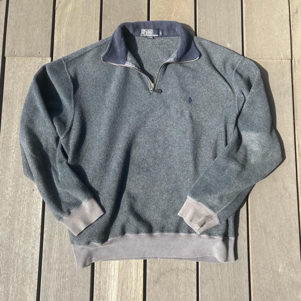 Ralph Lauren Men's Charcoal Zip-Up Sweater